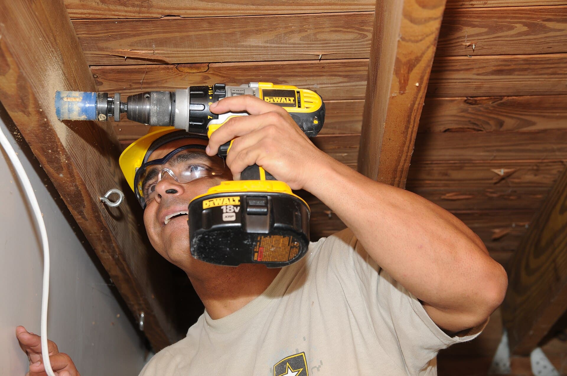 Electrician running new wiring