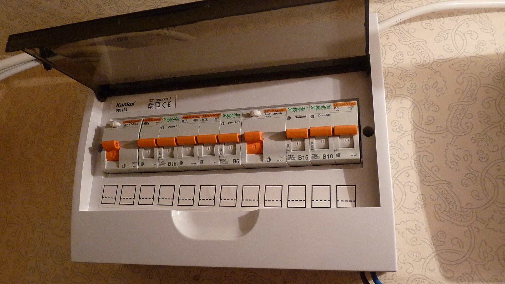Domestic DB board with circuit breakers