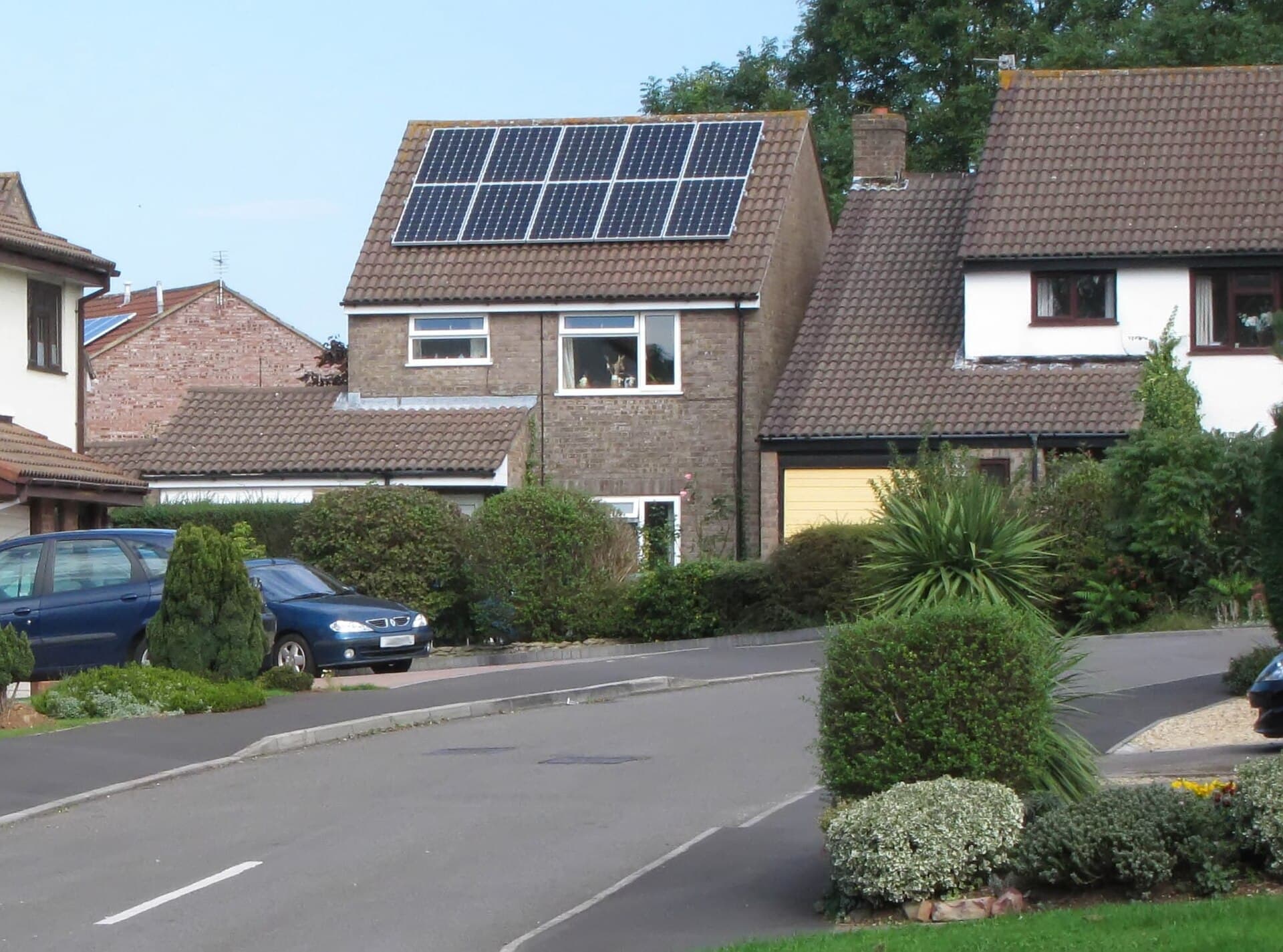 Full solar array on a house roof